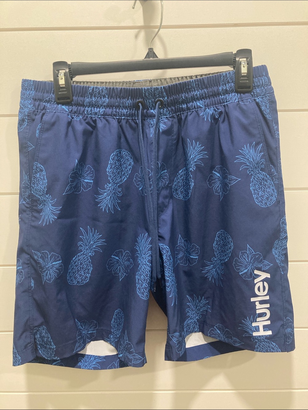 Hurley Pineapple Volley Swim Shorts Trunks-Obsidian Navy Blue-Size Medium-EUC